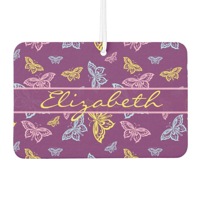 Colourful Butterfly Personalise Pattern Car Air Freshener (Front)