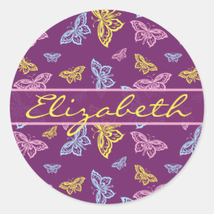 Colourful Butterfly Personalise Pattern Classic Round Sticker