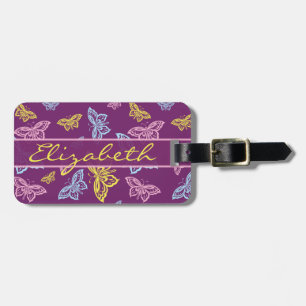 Colourful Butterfly Personalise Phone Number Luggage Tag