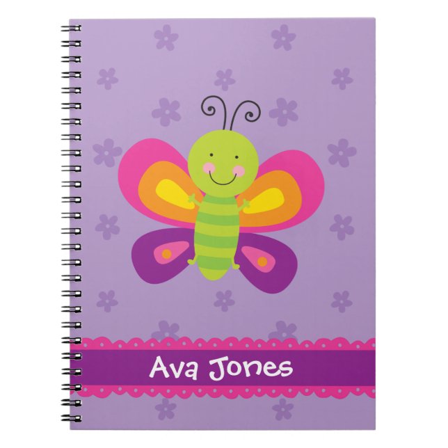 Colourful Butterfly Personalised Notebook (Front)