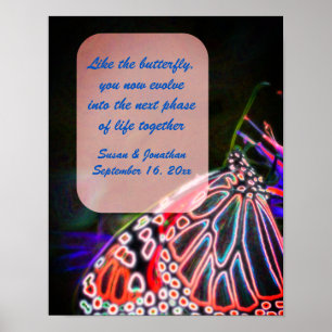 Colourful Butterfly Personalised Wedding  Poster
