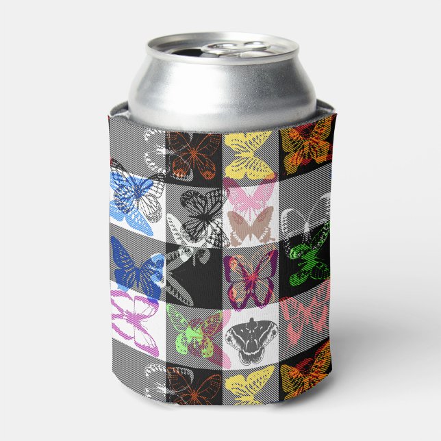 Colourful Butterfly Plaid Tartan Check Design  Can Cooler (Creator Uploaded)