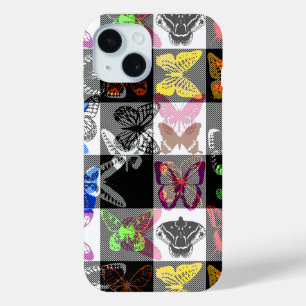 Colourful Butterfly Plaid Tartan Check Design iPhone 15 Case