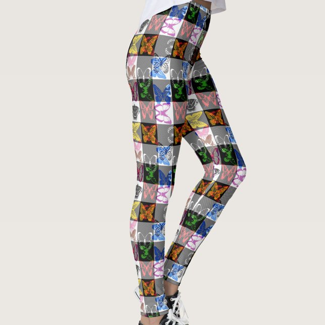 Colourful Butterfly Plaid Tartan Check Design  Leggings (Creator Uploaded)