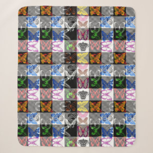 Colourful Butterfly Plaid Tartan Check Design Sherpa Blanket