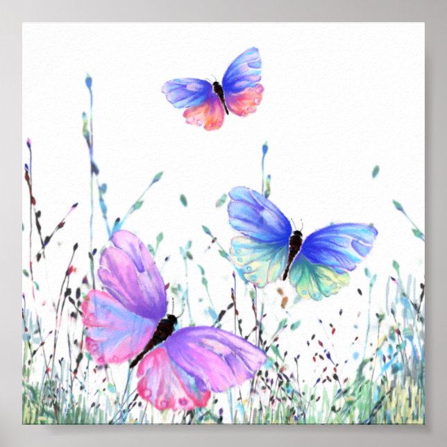 Colourful Butterfly Poster Spring Painting (Front)