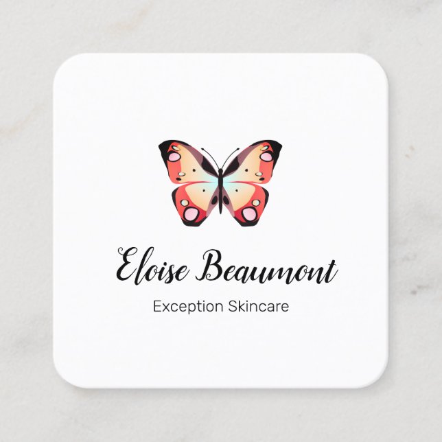 Colourful  Butterfly Square Business Card (Front)