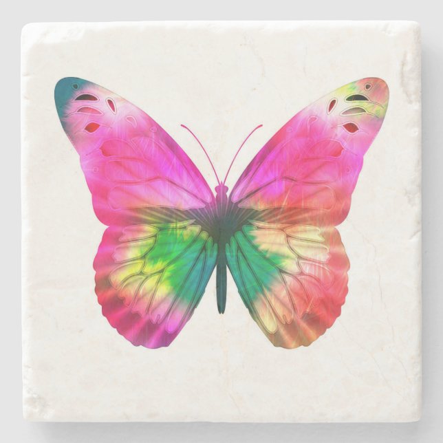 Colourful butterfly stone coaster (Front)