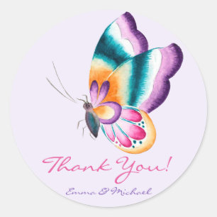 Colourful Butterfly   Thank You Wedding Stickers