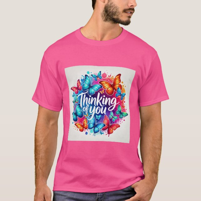 Colourful Butterfly Thinking Of You Mens Tshirt (Front)
