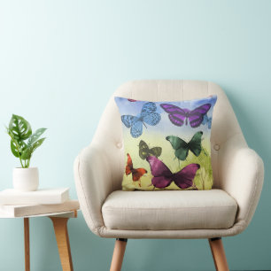 Colourful Butterfly Throw Pillow