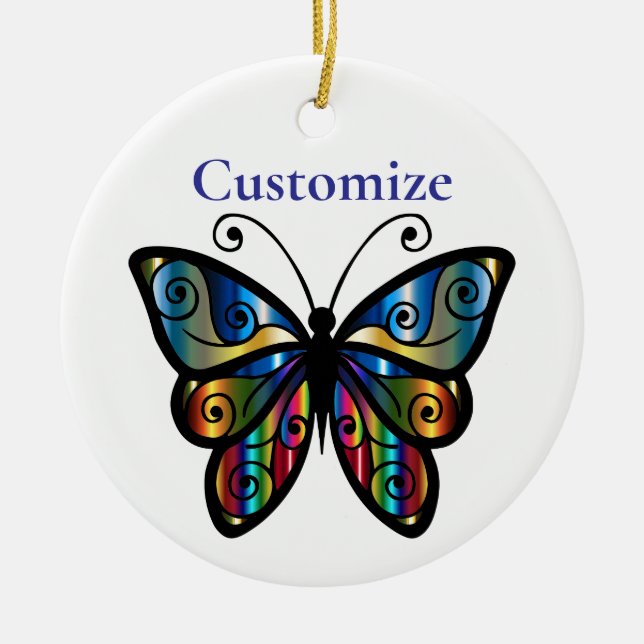 Colourful Butterfly Thunder_Cove Ceramic Tree Decoration (Front)