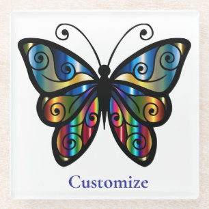 Colourful Butterfly Thunder_Cove Glass Coaster