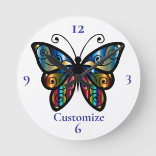 Colourful Butterfly Thunder_Cove Round Clock