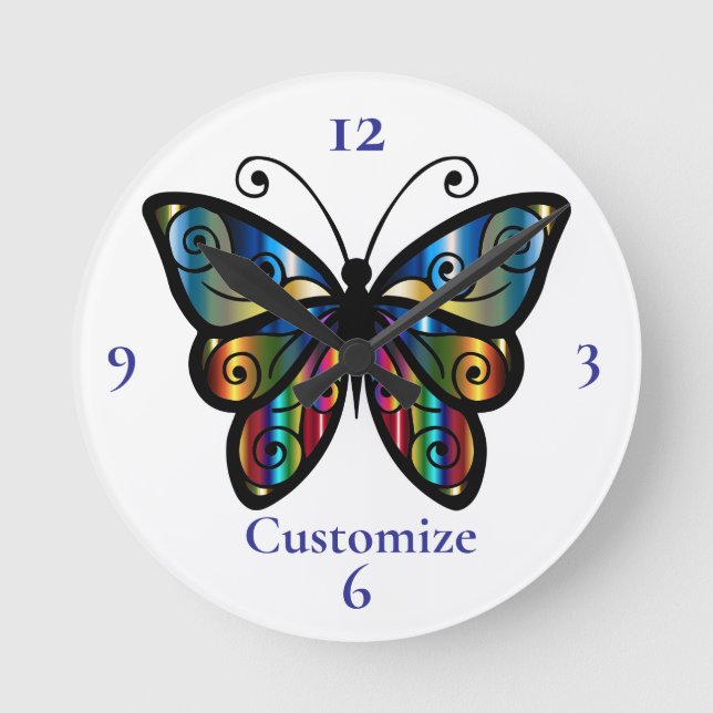 Colourful Butterfly Thunder_Cove Round Clock (Front)