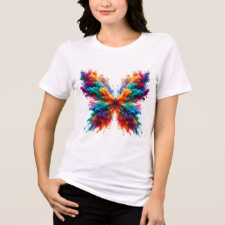 Colourful Butterfly Watercolor Art T-Shirt | Vibra Tri-Blend Shirt