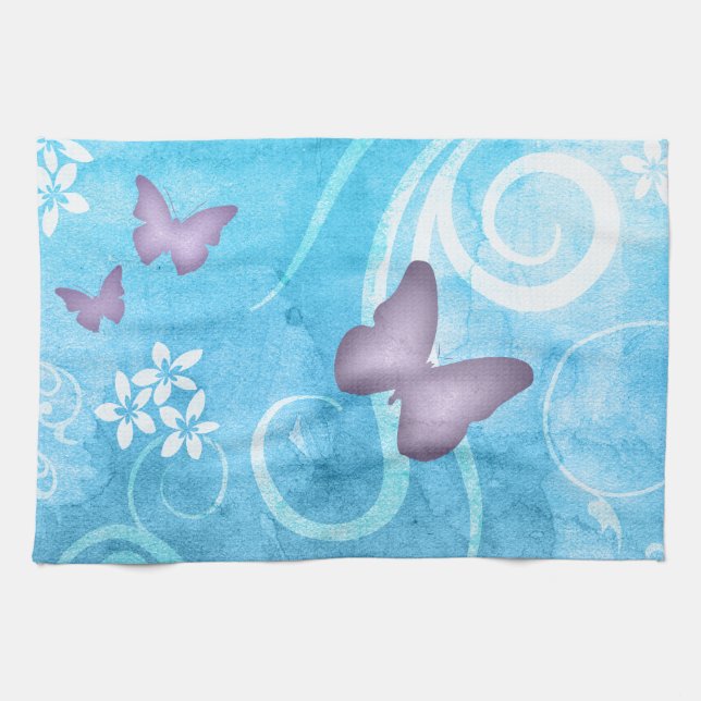 Colourful Butterfly Watercolor Painting Tea Towel (Horizontal)