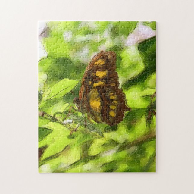 Colourful Butterfly Watercolor Sketch Nature Art Jigsaw Puzzle (Vertical)