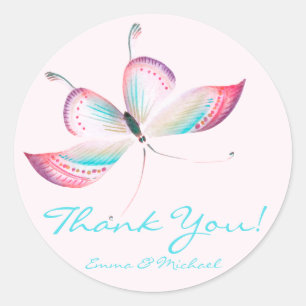 Colourful Butterfly Wedding Thank You Stickers