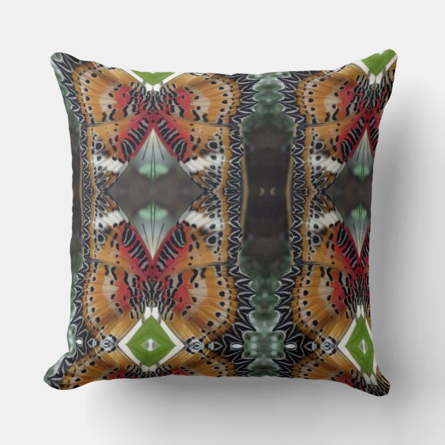 Colourful Butterfly Wing Pattern Throw Pillow (Front)