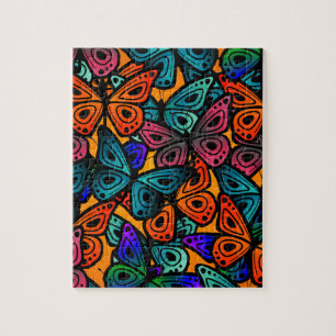 Colourful Butterfly Wings Pattern Jigsaw Puzzle