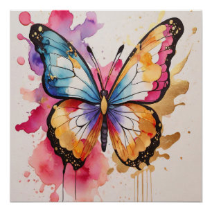 Colourful Butterfly with Artistic Splash Poster