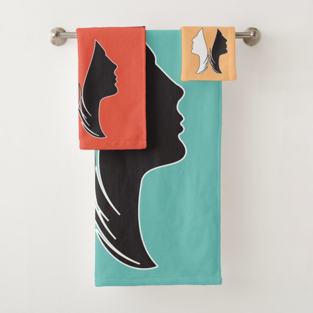 Colourful Butterfly Woman Face Bath Towel Set (Insitu)