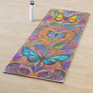 Colourful Butterfly Yoga Mat - Beautiful Mosaic