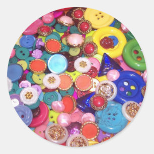 Colourful Button Collage Classic Round Sticker