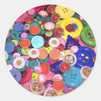 Colourful Button Collage Classic Round Sticker