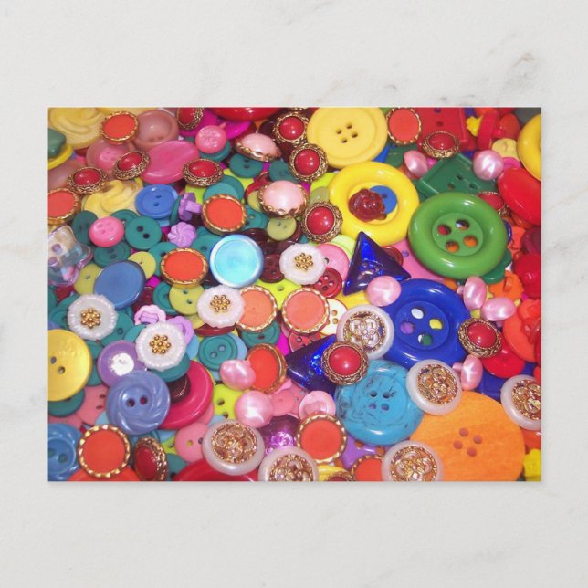 Colourful Button Collage Postcard (Front)