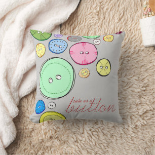 Colourful Button Illustration Cushion