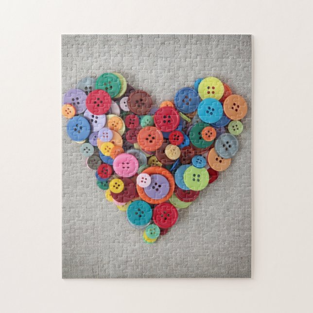 Colourful Buttons Heart Jigsaw Puzzle (Vertical)