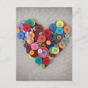 Colourful Buttons Heart Postcard