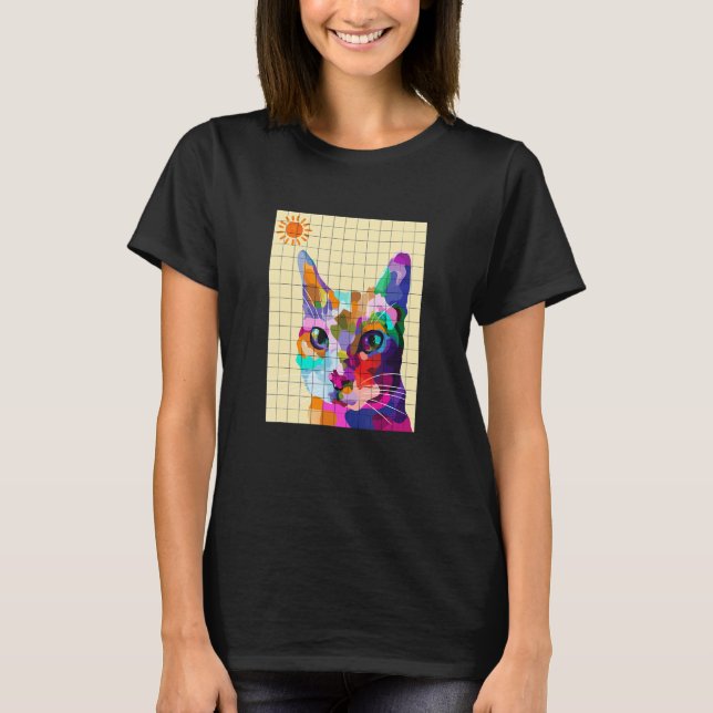 Colourful Ca Colourful Cat Pop Art Style T-Shirt (Front)