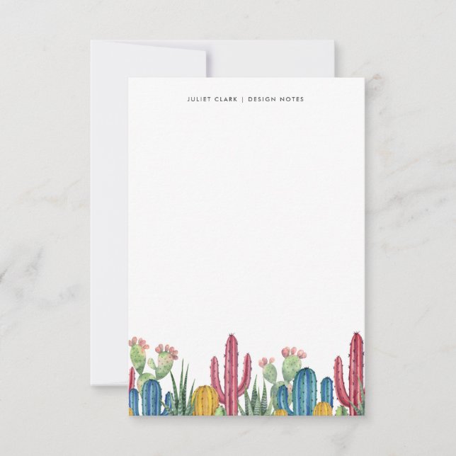 Colourful Cacti Bloom | Stationary Card (Front)