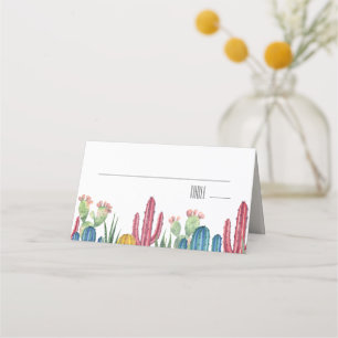 Colourful Cacti   Floral Wedding Place Card