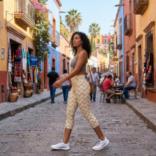 Colourful Cacti Silhouettes Pattern Leggings