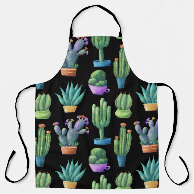 Colourful Cacti: Whimsical Seamless Design. Apron (Front)