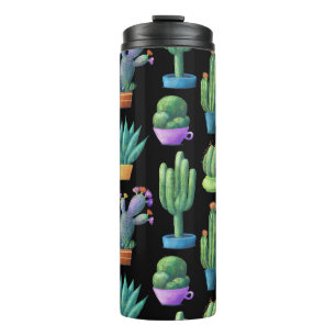 Colourful Cacti: Whimsical Seamless Design. Thermal Tumbler