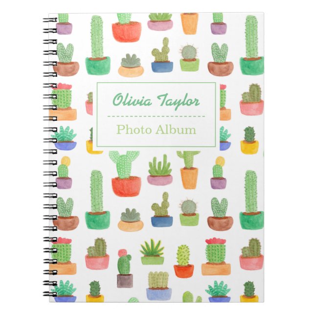 Colourful Cactus and Succulents Pattern Notebook (Front)