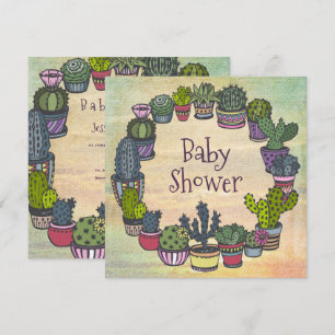Colourful Cactus Baby Shower Invitation