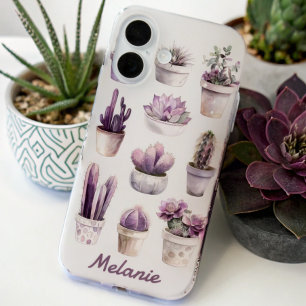 Colourful Cactus Floral Personalised Name iPhone 16 Case
