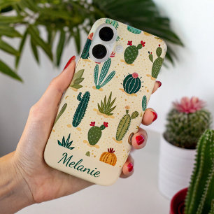 Colourful Cactus Floral Personalised Name iPhone 16 Case
