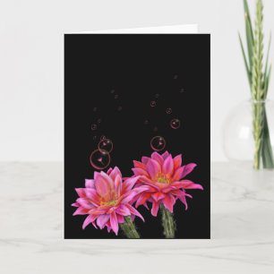Colourful Cactus Flowers with Bubbles Card