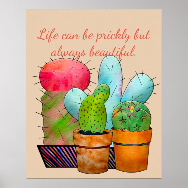 Colourful Cactus Garden Poster (Front)