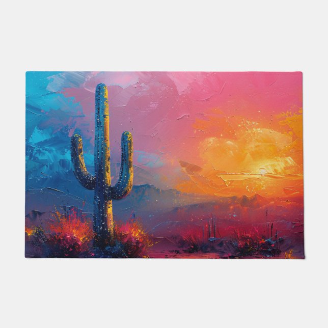 Colourful Cactus Painting Desert Landscape Doormat (Front)