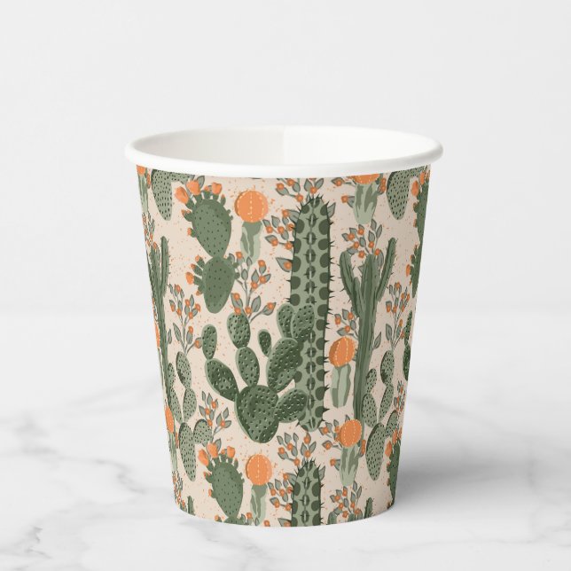 Colourful Cactus Pattern Paper Cups (Left)