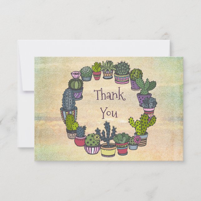 Colourful Cactus Thank You Card (Front)
