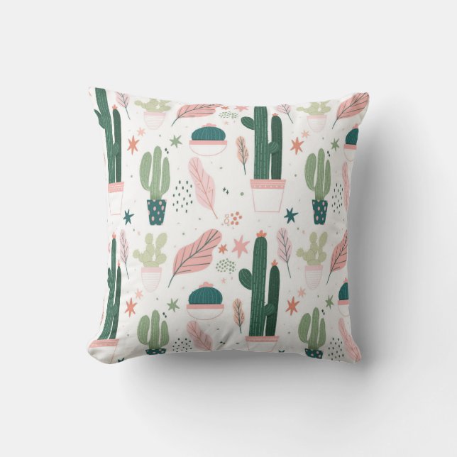 colourful Cactus  Throw Pillow (Front)
